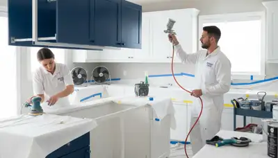 Cabinet painting in Lakeland, FL by Lakeland Paint Pros for durable, refreshed kitchen cabinets