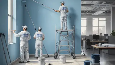 Lakeland FL commercial painters applying durable exterior coating to a business building